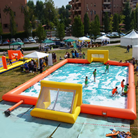 QIQU Sijia 0.9mm PVC Jeu aquatique avec filet de but, arène de football gonflable personnalisée pour piscine