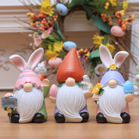 Nouvelle figurine de lapin de Noël en résine, adorable ornement de bureau avec mécanisme semi-manuel