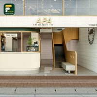 Aménagement intérieur personnalisé pour café, présentoir en bois, éclairage LED, comptoir incurvé robuste et écologique, vitrine de boulangerie, café