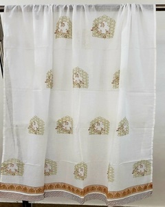 Cortinas de Algodón con Estampado a Mano de Estilo Étnico, Tamaño 7 pies. Tela de algodón voile. Se puede personalizar con tela ligera tejida - Product Image 1