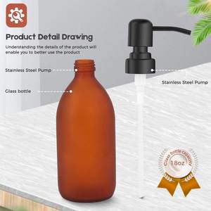 Aprobinetterie domestique de <span class=keywords><strong>savon</strong></span> liquide rechargeable de 16 oz, distributeur de Lotion pour les mains, bouteilles en verre, ambre, pièces - Product Image 2