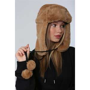 Gorro de Felpa Negro para Mujer con Pompón y Orejeras de Peluche, Accesorio para Parka 1103 - Product Image 5