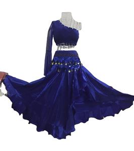 Bestdance-falda de satén para danza del vientre, trajes, falda larga de satén con abertura lateral de Jupe, <span class=keywords><strong>Flamenco</strong></span>, 2021 - Product Image 2