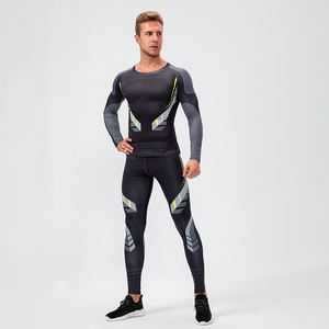 Winter Herren Langarm hemden Leggings Gym Fitness <span class=keywords><strong>2</strong></span> Stück Trainings anzüge Camouflage Print Compression Sweat suit Sets für Männer - Product Image 5