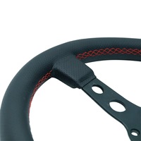 Volant de course sport universel en cuir PU de haute qualité, style Prototipo, 14 pouces/340 mm, plat, 3 branches, avec poignée de 30 mm