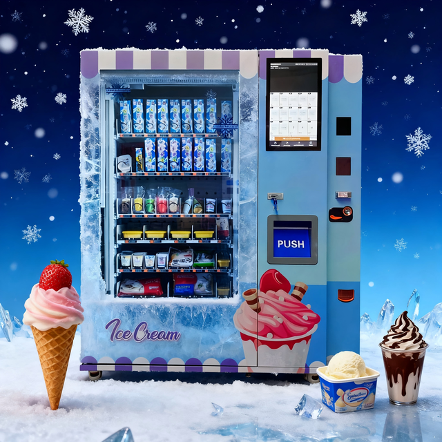 High Quality Frozen Food Vending Machine for Ice Cream with Elevator Touch Screen for Advertisement