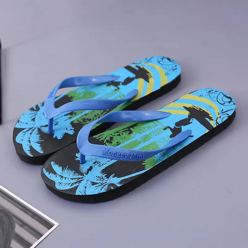 Custom Logo Print Slide Bulk Mens Fashion Footwear Summer Slippers Flip Flops For Beach Outdoor