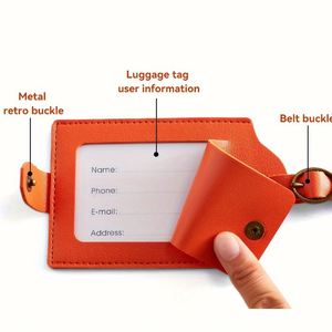Portable Faux Leather Luggage <b>Tag</b> Travel Reusable Luggage Labels Durable Suitcase Label Perfect Gift for Travelers - Product Image 3