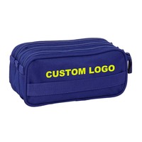 Vente en gros de trousses à crayons personnalisées avec logo, pour voyages et écoles, 3 fermetures éclair, grand design à trois compartiments, pour garçons