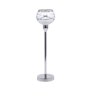 Porte-bougie votif rond avec support, design en métal et verre, chandelier pour centre de table, élégant - Product Image 1