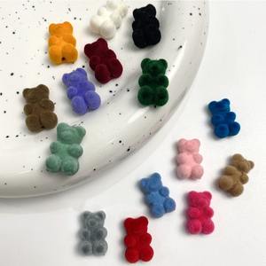 12*18mm colorato peloso Mini floccaggio orso animale sfuse perline acriliche fai da te fatto a mano per la creazione di gioielli accessori orecchino - Product Image 4