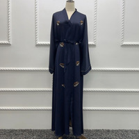 Sharut Grande Vente Liquidation Dubaï Abaya Robe Musulmane Premium Femme EID Kimono Perlé Feuille Fait Main Crêpe Satin Robe Abaya