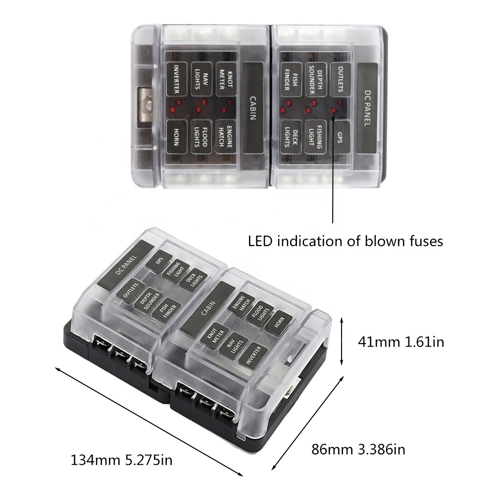 Led Fuse Holder Amomd Standard RV Travel Trailer Blade Fuse Box Blocks Blade Fuse Adaptor 12V 24V 32V 20A