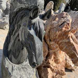 Decoración de Paisaje Exterior, <span class=keywords><strong>Estatua</strong></span> de <span class=keywords><strong>Cabeza</strong></span> de Caballo de Mármol Negro de Estilo Oriental Tradicional, <span class=keywords><strong>Estatua</strong></span> de Animal <span class=keywords><strong>Grande</strong></span> para Entrada de Jardín - Product Image 4
