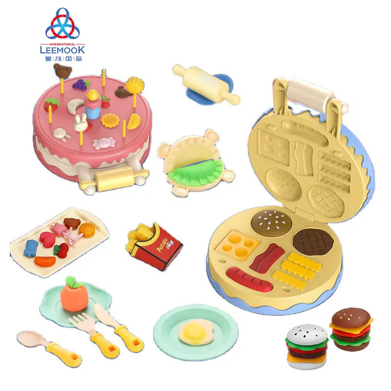 Leemook 2021 Molds Safe Crafts Kids Clay Kit Set Stamps Sets Tool Non Toxic Cake Hamburger Machine Colored Play Dough Playdough