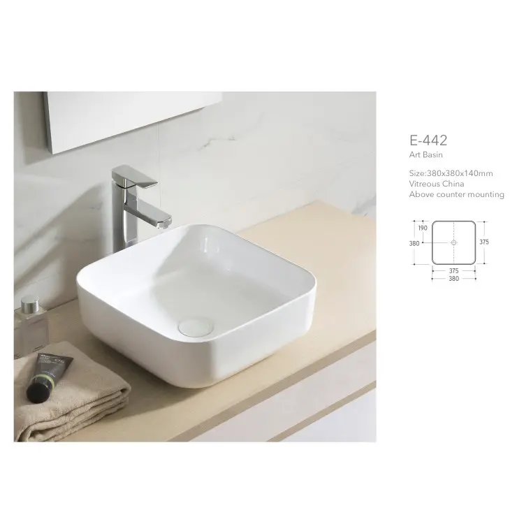 Bathroom White Ceramic Small Size Lavatory Art Sink Single Faucet Rectangular Wash Basin For Disabled Round Basin