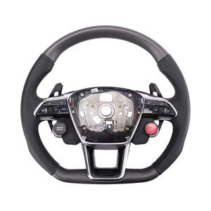 Avec bouton de démarrage Volant S-<span class=keywords><strong>Line</strong></span> en cuir et fibre de carbone pour Audi TT R8 A4 A5 B8 B9 S4 RS6 A6 C7 <span class=keywords><strong>RS</strong></span> Q5 Q6 Customizion - Product Image 1