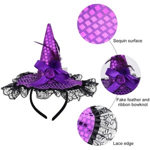 Diadema <span class=keywords><strong>de</strong></span> Sombrero <span class=keywords><strong>de</strong></span> <span class=keywords><strong>Bruja</strong></span> <span class=keywords><strong>de</strong></span> Halloween Personalizada para Mujeres y Niñas, Accesorios para el Cabello para Disfraces <span class=keywords><strong>de</strong></span> Fiesta - Product Image 2
