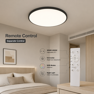 Plafonnier LED rond moderne avec télécommande, intensité variable, en acrylique, montage en surface, pour chambre et salon, 60 cm - Product Image 3