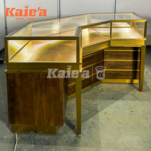 Vetrina Espositiva per Gioielleria di Alta Gamma Personalizzata all'Ingrosso Banco Rotondo in Vetro Oro Rosa Arredamento per Negozio di Gioielli - Product Image 5