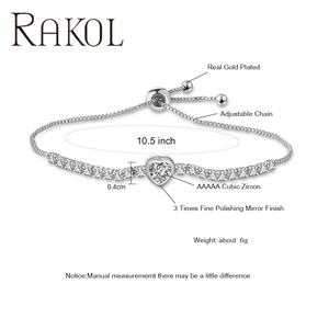 RAKOL BP2140 Bijoux tendance Tennis en forme de cœur Bracelet ajustable en plaqué or avec cristaux de zircon - Product Image 2