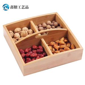 Bamboo <b>Snack</b> <b>Tray</b> Four Section With Handle For Home And Restaurant Use - Product Image 5