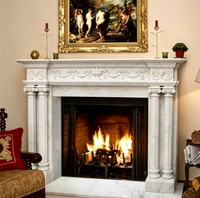 Cheminée en marbre blanc de style européen, durable et écologique, en pierre de marbre, pour l'intérieur et l'extérieur, pour jardin, parc, hôtel