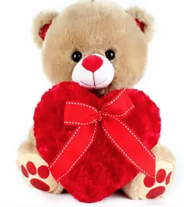 Valentine Plush Bear With Heart Plush Sitting Bear With Heart In Hand Plush Stuffed Valentine Bear Toy