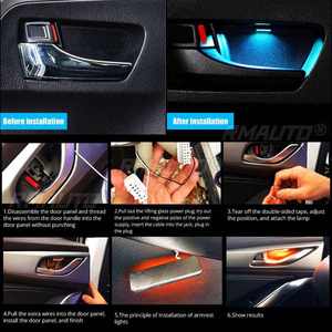 4 pièces - Éclairage LED universel pour poignée de porte intérieure de voiture, lumières décoratives d'ambiance pour voiture - Product Image 5