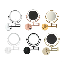 Miroir de salle de bain moderne sur mesure avec éclairage LED, miroir rond pliable et rotatif, grossissant, à fixer au mur, pour le maquillage