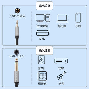 Focanden Audio <b>Cable</b> 6.35mm To 3.5mm Male To Male Adapter For Guitar Computer Mobile Phone Amplifier Speaker Mixer - Product Image 3