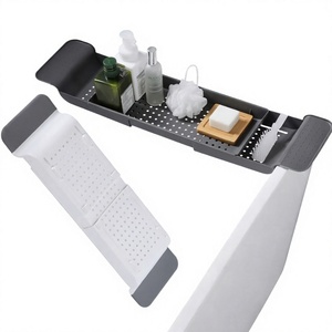 Estante Extensible de Plástico para Bañera y Bandeja de Ducha con Soporte para Toallas y Libros, Organizador de Almacenamiento - Product Image 4