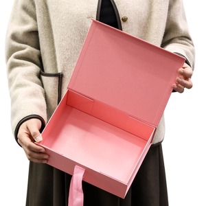 Customize Logo Printed Black <b>Paper</b> Flat <b>Pack</b> Rigid Cardboard Clothing Cosmetic Shoe Foldable Packaging Magnetic Folding Gift Box - Product Image 1