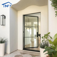 Portes d'entrée à battants en aluminium cintrées sur mesure avec isolation thermique pour usage extérieur