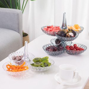 Plastic Fruit Platter Stackable Transparent 3 Tier Serving Tray For Party Kitchen Use - Product Image 1