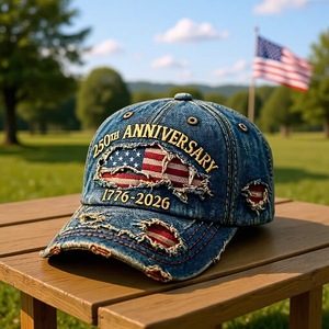 Cappellino da Baseball Vintage con Bandiera Americana Stampata in 3D in PVC, Effetto Lavato, a 6 Pannelli, per Uomo - Perfetto per l'Uso Casual all'Aperto in Primavera ed Estate, Ideale per gli Appassionati di Storia - Product Image 1