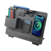 Organizer Meja Pengisian Daya Nirkabel Magnetik Kustom 15W Pengisian Cepat, Dudukan Penyimpanan Kulit untuk Ponsel Tablet, OEM Lipat untuk Kantor