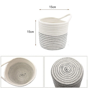 ตะกร้าเชือกฝ้ายติดผนังทรงกลมสีขาวดำ สำหรับจัดเก็บของใช้ในครัวเรือน - Product Image 4