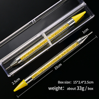 1 pièce Stylo à double embout pour la pose de strass et de cristaux, avec manche en cristal, outil de manucure et DIY pour ongles
