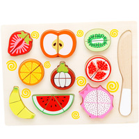 Bestverkochte houten magnetische snijspeelgoed voor kinderen, fruit- en groentekitchen speelgoed cadeauset