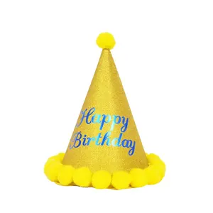 Atacado aniversário chapéu cone-Boné de aniversário para crianças, suprimentos para festa de aniversário menina chapéus de papel cone de várias cores para crianças e adultos