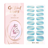 16 pièces de bandes de vernis à ongles semi-durcis en gel, rose clair fraise, autocollantes, enveloppantes, pour nail art, imperméables