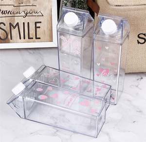 New Arrival High Quality Customized Transparent Square <b>Plastic</b> Water Bottle Creative Stylish Milk Carton - Product Image 5