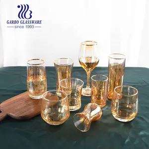 Set di bicchieri decorativi per acqua potabile elettrolitico bicchiere da acqua trasparente color oro bicchiere da vino calice da vino Set di bicchieri da vino