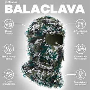 Pasamontañas JX Personalizado de Hip Hop, Gorro de Punto Desgastado, Máscara Facial Completa para Esquí, Pasamontañas de <span class=keywords><strong>Camuflaje</strong></span> para Mujer, Gorro de Esquí Afelpado - Product Image 4