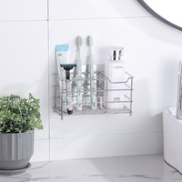 Panier à cosmétiques en acier inoxydable pour brosse à dents et dentifrice, support pour brosse à dents et dentifrice, support pour salle de bain
