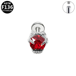 Boucles d'oreilles clous en forme d'aile de chauve-souris plaquées titane avec cristaux rouges sertis griffe pour femme, bijoux de mode, boucles d'oreilles piercing - Product Image 5