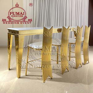 โต๊ะบาร์โลหะสีทองทรงสี่เหลี่ยมผืนผ้า 6 ที่นั่ง ยี่ห้อ FUMAI FURNITURE สไตล์โมเดิร์นร่วมสมัย เหมาะสำหรับงานแต่งงาน งานอีเว้นท์ และเฟอร์นิเจอร์เชิงพาณิชย์ - Product Image 2