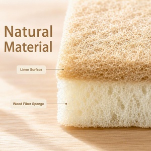 <span class=keywords><strong>Porte</strong></span>-<span class=keywords><strong>savon</strong></span> en bambou compostable naturel avec égouttoir en bambou et kit d'éponges de nettoyage en cellulose pour cuisine, salle de bain et rangement - Product Image 4