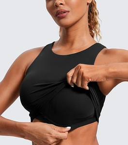 Canotte da allenamento da donna con collo alto e collo lungo con reggiseno sportivo imbottito con reggiseno integrato - Product Image 5